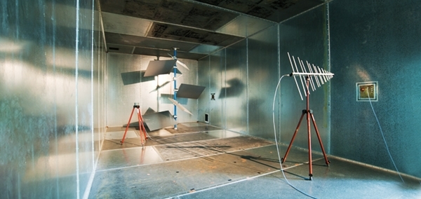 view of the reverberation chamber at IETR laboratory, Rennes.