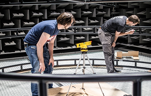 Sonible workers installing a 3D audio installation