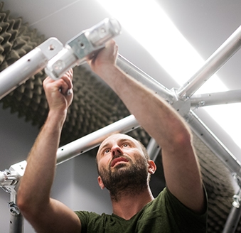 Ralf installing a 3D audio installation