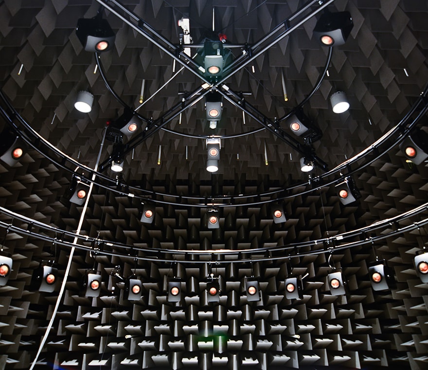 72-channel 3D audio HOA system located inside an anechoic chamber at AVIL Copenhagen