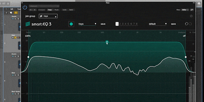Changing the width of the weighting curve in sonible's smart:EQ 3