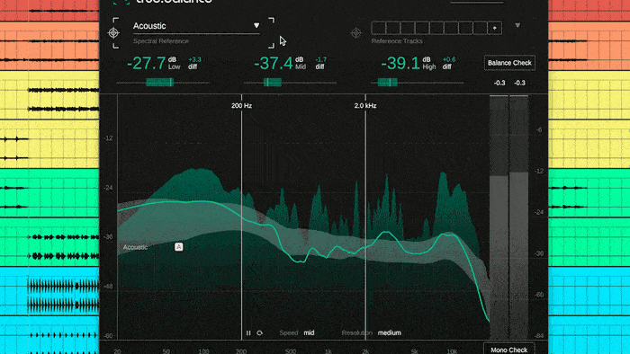 Selecting Electronic as a spectral reference in sonible's metering plugin true:balance