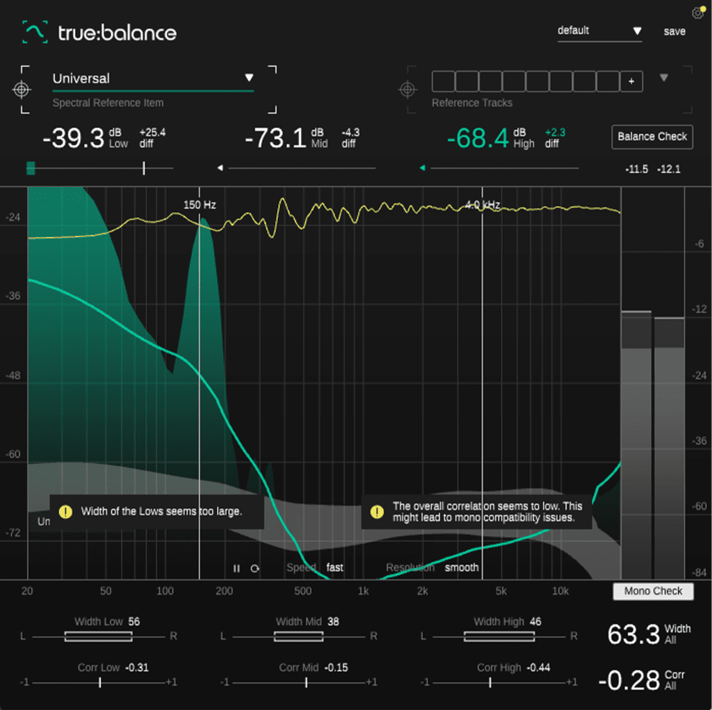 sonible true balance interface with improvement suggestions