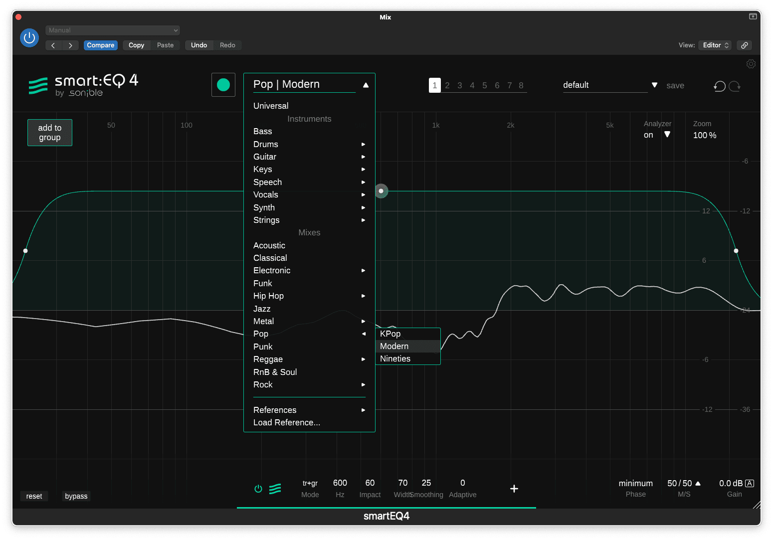 A genre mix profile being loaded